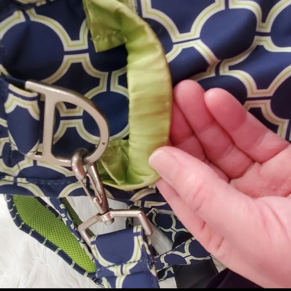 Ju-Ju-Be Navy and Lime Geometric Print Convertible Baby Bag